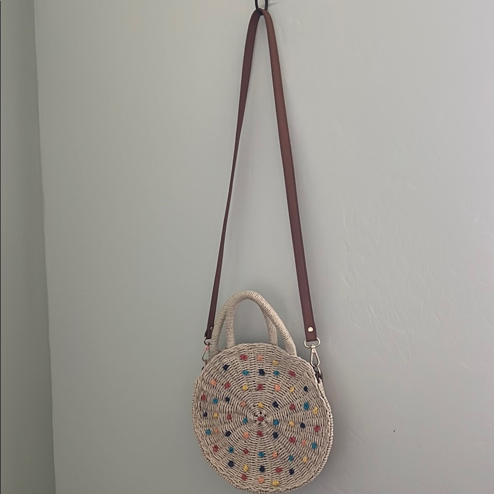 Multicolor Woven Round Crossbody Bag
